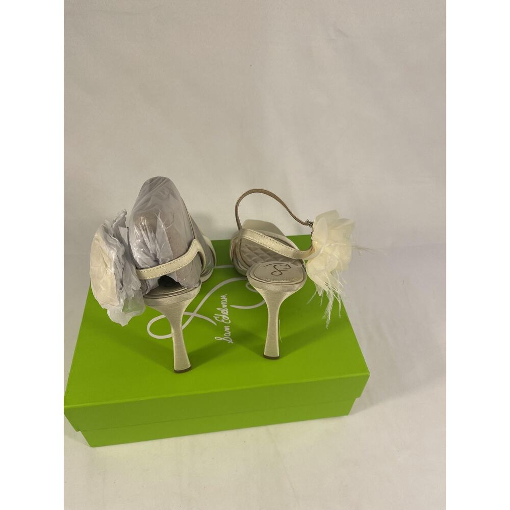 Sam Edelman Leana Pearl Shoes Women's Size 9.5 Ivory Silk Floral Heels Bridal - Picture 5 of 9
